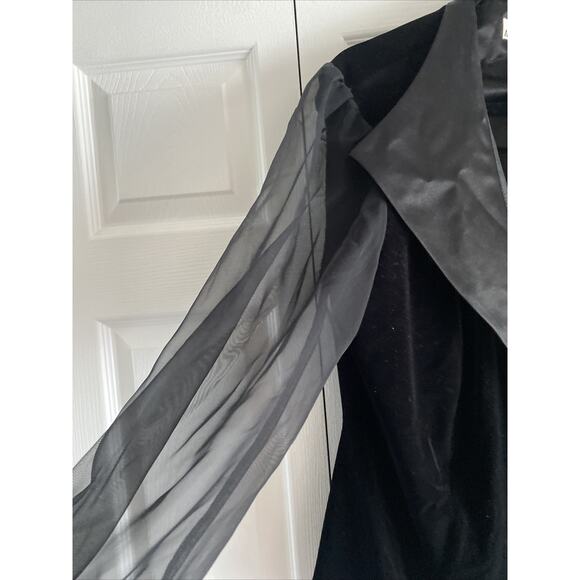After dark Womens Medium Black‎ Velour Top Sheer Sleeve Witchy Goth Whimsigoth - Picture 5 of 8